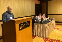 APSE Winter Conference 2026: Updates from Las Vegas Opening Meeting The Associated Press Sports Editors Winter Conference and Judging opening meeting at the South Point Hotel & Casino in Las Vegas on Sunday, Feb. 22, 2026, with APSE President Paul Barrett, first vice president Perryn Keys, second vice president Erik Hall, and third vice president Tony Maluso.