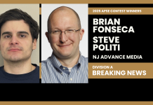 Brian Fonseca, Steve Politi of NJ.com win Division A breaking news in 2025 APSE contest Brian Fonseca, left, and Steve Politi of NJ Advance Media