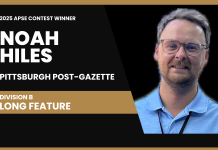 Noah Hiles of Pittsburgh Post-Gazette wins Division B long feature in 2025 APSE contest Noah Hiles of the Pittsburgh Post-Gazette