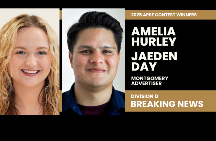 Amelia Hurley, Jaeden Day of Montgomery Advertiser win Division D breaking news in 2025 APSE contest Amelia Hurley, left, and Jaeden Day