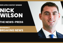 Nick Wilson of The News-Press wins Division C breaking news category in 2025 APSE contest Nick Wilson of The News-Press of Fort Myers, Fla.