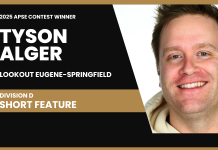 Tyson Alger of Lookout Eugene-Springfield wins Division D short feature in 2025 APSE contest Tyson Alger of Lookout Eugene-Springfield in Oregon