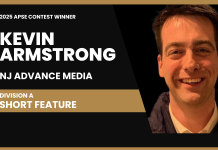 Kevin Armstrong of NJ Advance Media wins Division A short feature in 2025 APSE contest Kevin Armstrong of NJ Advance Media in Newark, New Jersey