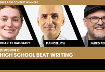 Charles Baggarly, Dan DeLuca, Jared Peck win Division C high school beat writing in 2025 APSE contest From left: Charles Baggarly of the Fort Worth Star-Telegram; Dan DeLuca of the News-Press in Fort Myers, Florida; and Jared Peck of the Lexington Herald-Leader