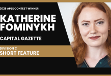 Katherine Fominykh of Capital Gazette wins Division C short feature category in 2025 APSE contest Katherine Fominykh of the Capital Gazette in Annapolis, Maryland