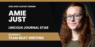 Amie Just of Lincoln Journal Star wins Division C team beat writing category in 2025 APSE contest Amie Just of the Lincoln Journal Star