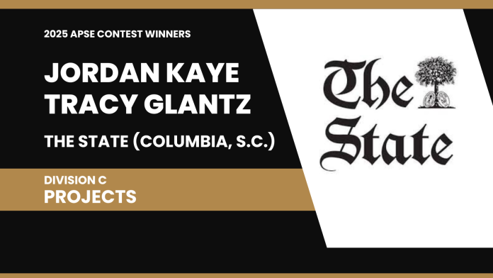 Jordan Kaye and Tracy Glantz of The State in Columbia, South Carolina, won first place in the Division C projects category.