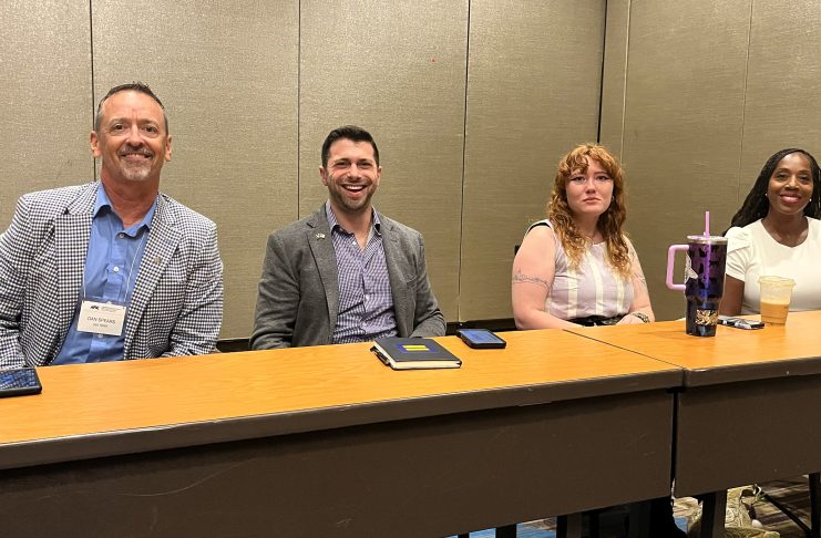 How sports journalists can improve coverage of LGBTQ+ and transgender athletes The panel “Reporting with accuracy and respect on LGBTQ+ issues in sports” during the APSE Summer Conference with moderator Dan Spears, Human Rights Campaign Senior VP Jonathan Lovitz, Capital Gazette reporter Katherine Fominykh, and Howard University SID Monica Lewis on Friday, July 17, 2026, in Arlington, Virginia. (Photo by Erik Hall)